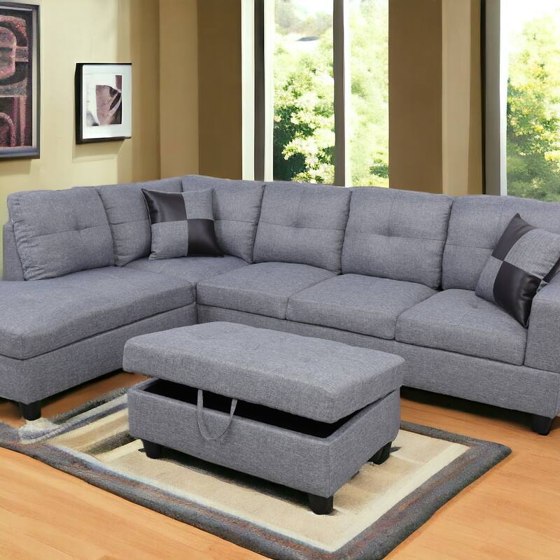 KISRAIS 34" Wide Upholstered Storage Ottoman