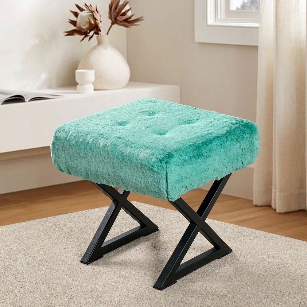 FauxFur Ottoman Vanity Stool 19"X19"X19".