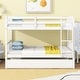 preview thumbnail 7 of 10, Stylish & Simple Twin Over Twin Bunk Beds with Trundle, Safety Rail and Ladder, Kids/Teens Bedroom, Split Into 2 Beds, White