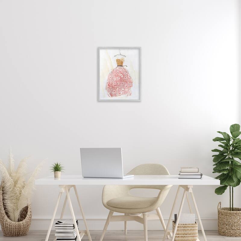 Stupell Elegant & Sophisticated Pink Gown Framed Giclee Art Design By Sally Swatland