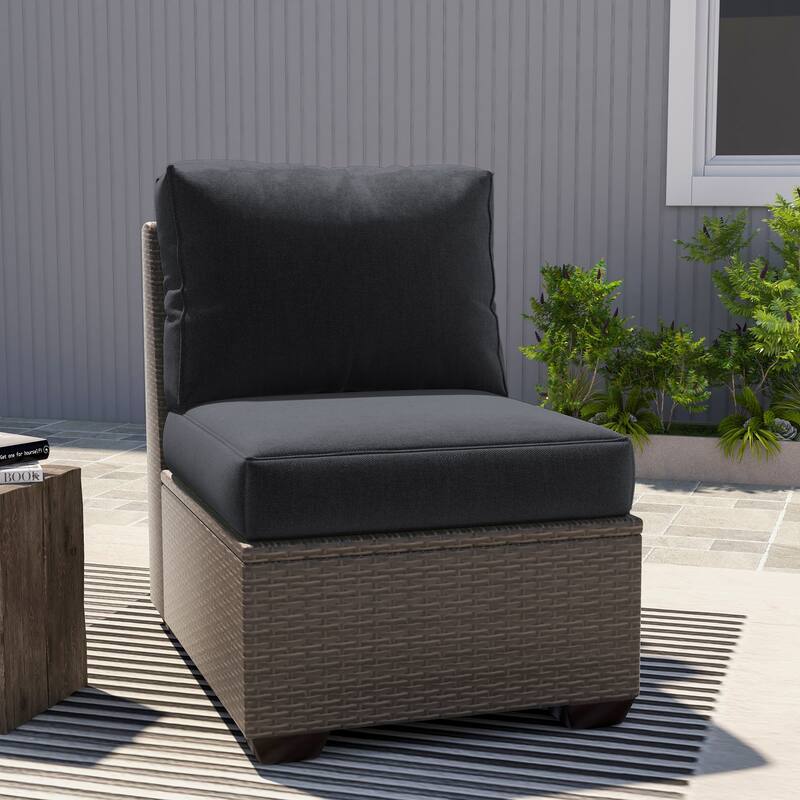 Outdoor Waterproof Rectangle Deep Seat Chair Cushion - Sunbrella- Dark Grey