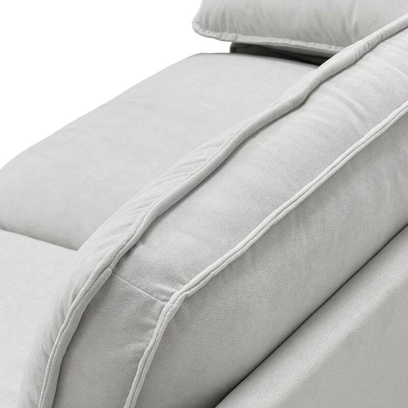 Upholstered L-Shaped Sectional Sofa Couch with Ottoman, Modern Fabric Deep Seat Sofa