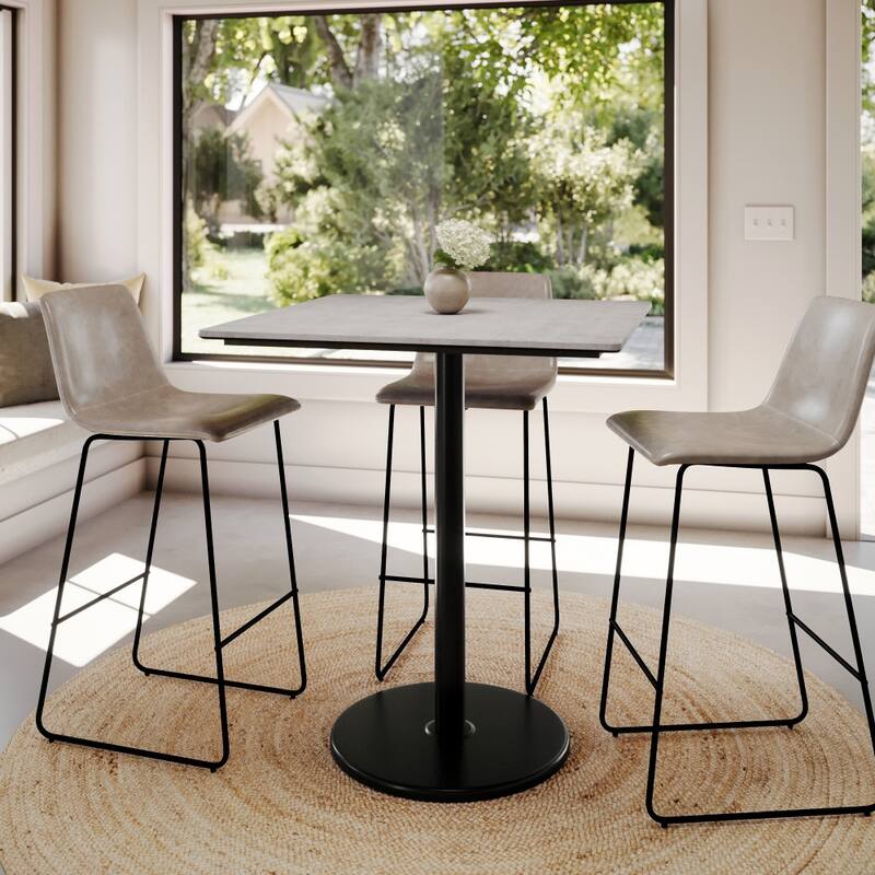 Commercial HPL Tabletop with Bar Height Round Base - 36"W x 36"D x 42"H