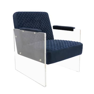 Pasargad Home Tribecca Acrylic & Velvet Accent Chair - W24"XD26"XH24"