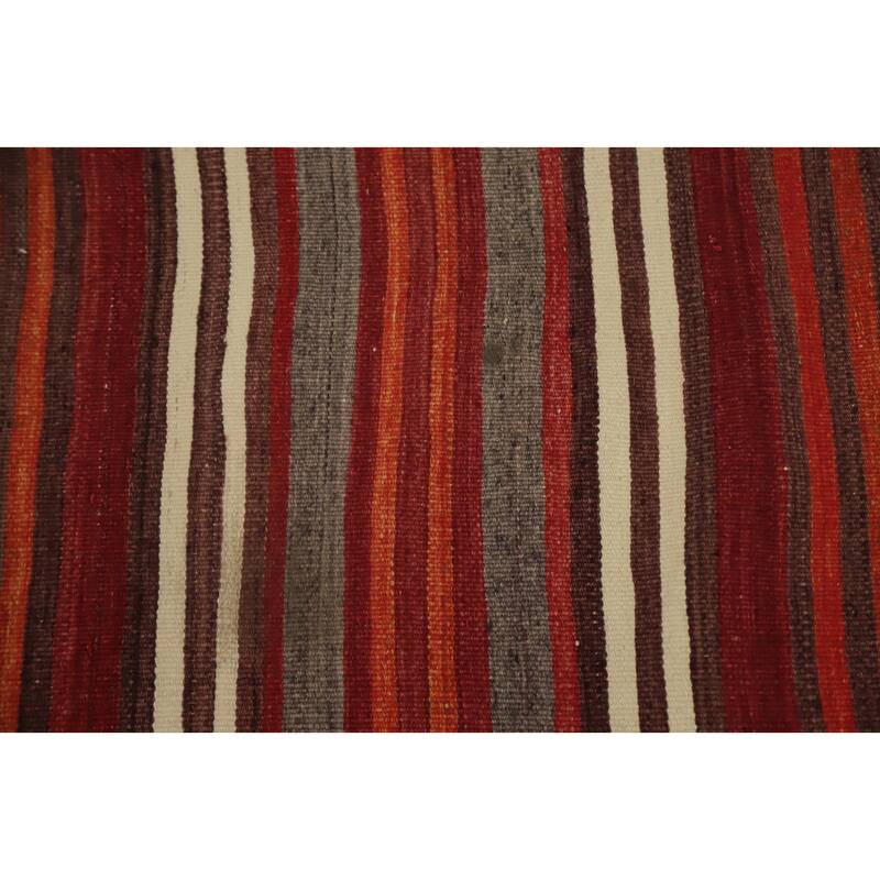 Hand Woven Oriental 100% Wool Carpet Southwestern Geometric Red Kilim Runner Rug - 9' 0'' X 4' 4''