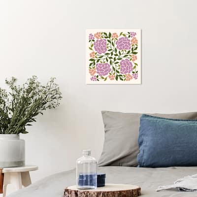 Wynwood Studio Canvas Floral and Botanical Malvas Season Purple and Light Purple Modern & Contemporary Wall Art Canvas Print