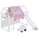 preview thumbnail 25 of 38, Twin Loft Bed with Play Tent, House Design, Slide & Ladder