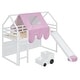 preview thumbnail 14 of 16, Twin Size Wooden Loft Bed House-shaped Frame with a Tent, Natural+Beige