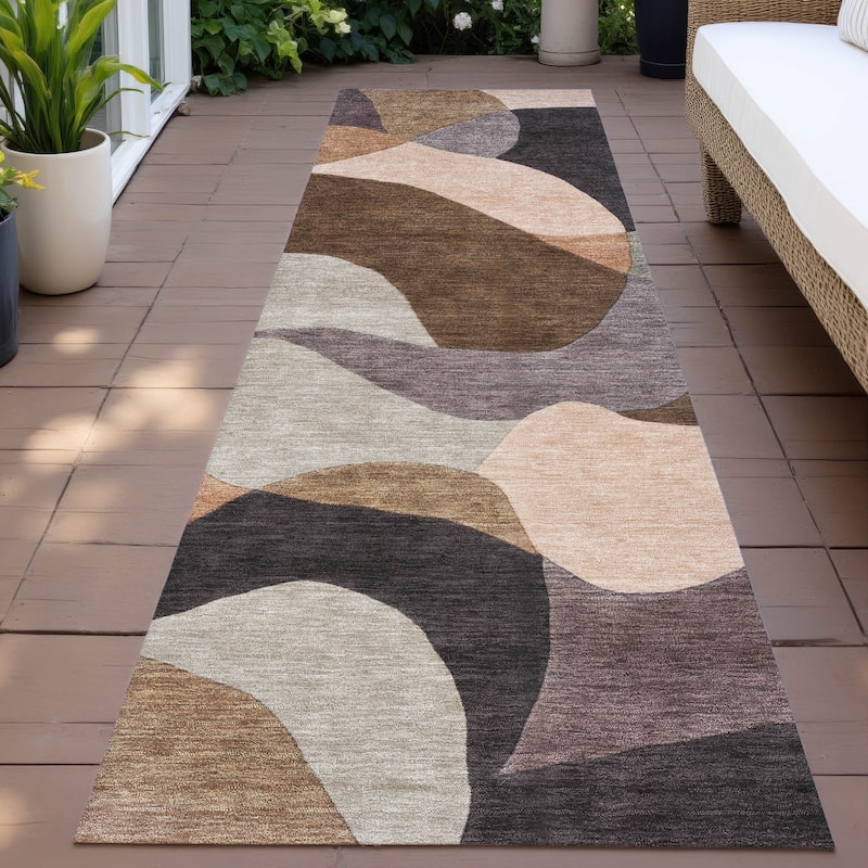 Machine Washable Indoor/Outdoor Modern Century Chantille Rug - Chocolate - 2'3" x 7'6"