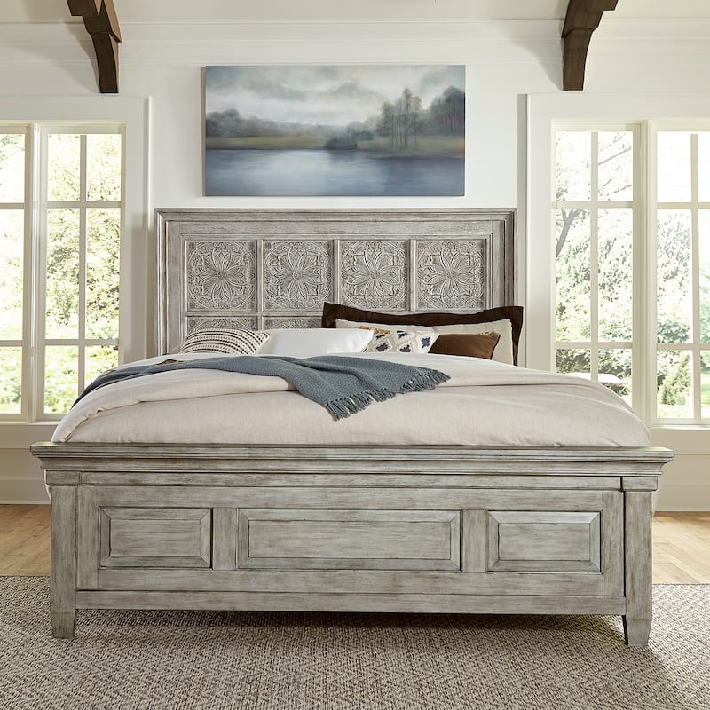 Heartland Antique White Tobacco King Opt Panel Bed - King