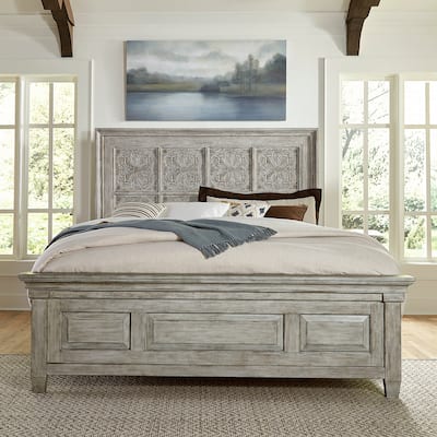 Heartland Antique White Tobacco King Opt Panel Bed