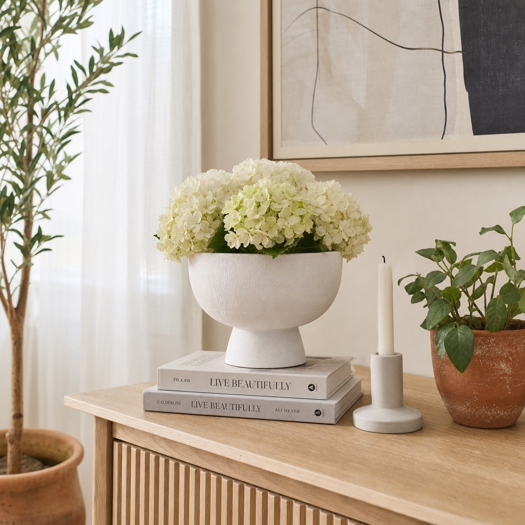 Decorative Round Wooded Pedestal Bowl - Home Decor - 8", Natural Brown