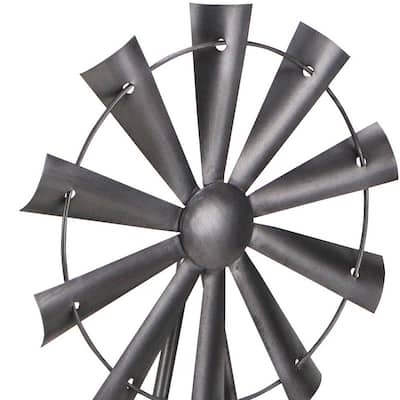 HomeRoots 21" Gray Metal Windmill Hand Painted Sculpture - 20.75" H x 7.75" W x 4.75" D