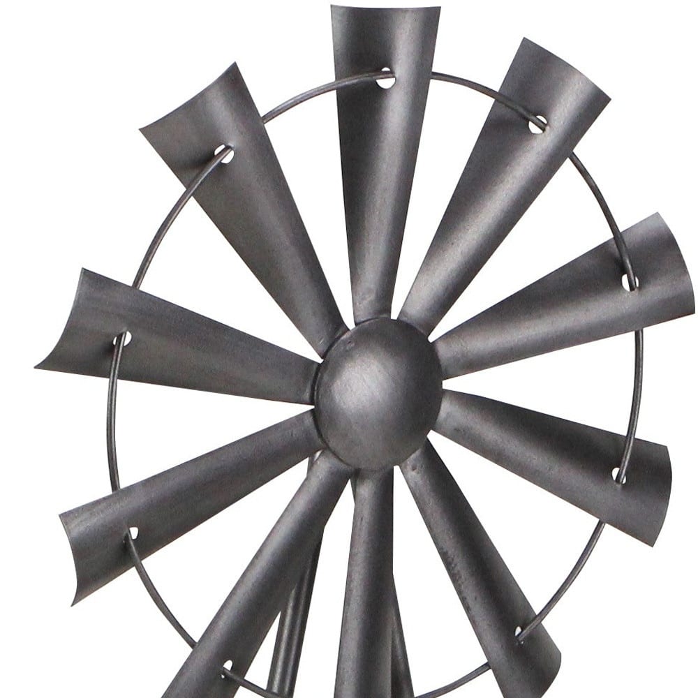 HomeRoots 21" Gray Metal Windmill Hand Painted Sculpture - 20.75" H x 7.75" W x 4.75" D
