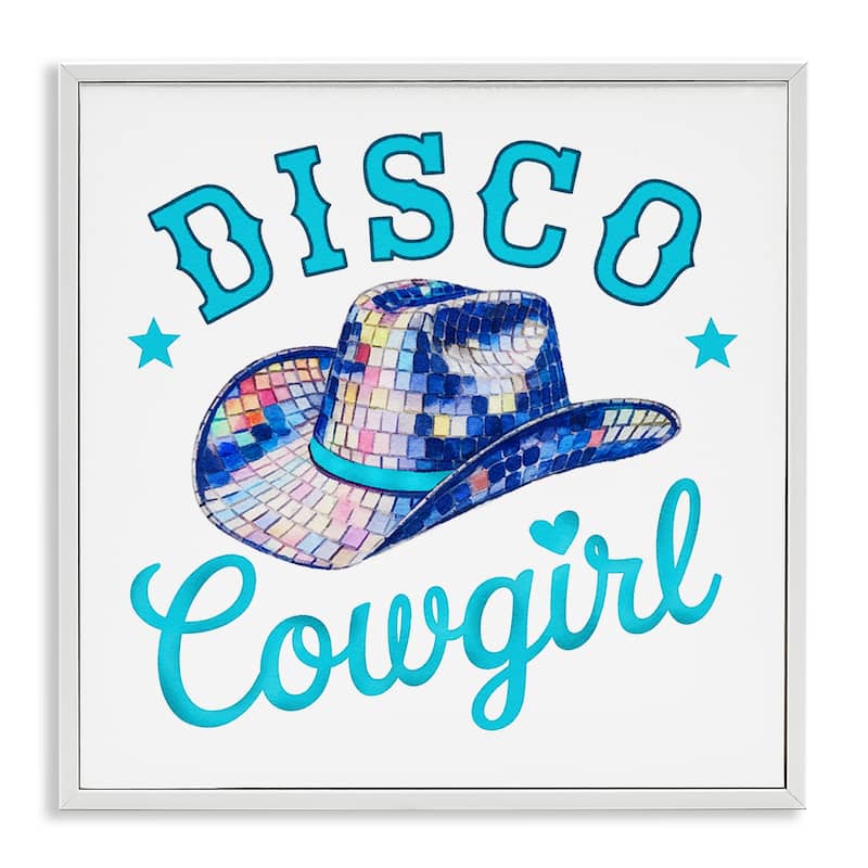 Stupell Turquoise Disco Cowgirl Framed Giclee Art Design By Amanda Greenwood - 12 x 12 - White
