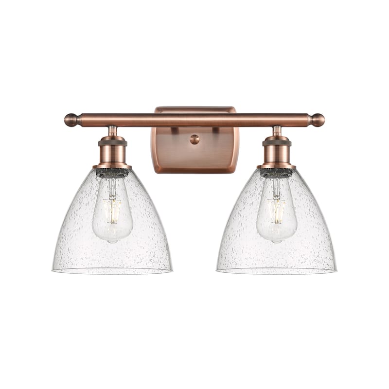 Innovations Lighting 516-2W-12-18 Bristol Vanity Bristol Glass 2 Light - Antique Copper / Seedy