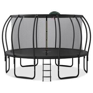 15FT Trampoline,ArcPole,Composite TopLoop,Plus Basketball Board and 12 Ground Stakes,Outdoor Playset Balance Physical Training
