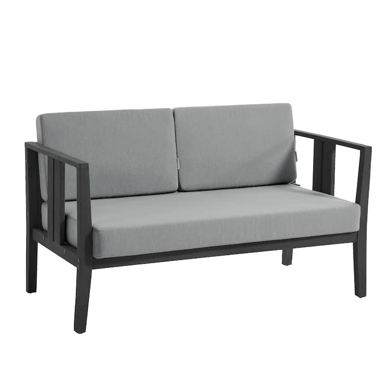 Outdoor Patio Wood Loveseat with Cushion