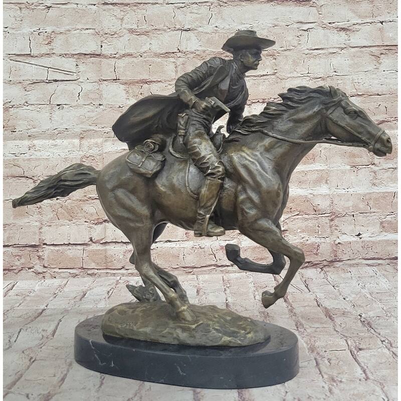 American Clic Western Cowboy Bronze Sculpture Statue Remington Tribute