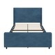 preview thumbnail 5 of 17, King Size Corduroy Upholstered Bed Frame with Vertical Stripe Wingback - Taupe Finish.