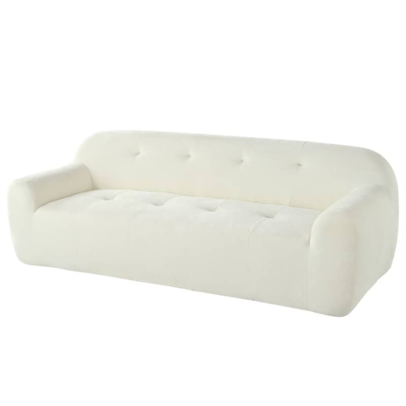85.8"Wide Chenille Fabric 3-Seater Sofa, Full Sponge Compression Design,With Powder-Free Foam,Pocket Spring For Extra Comfort