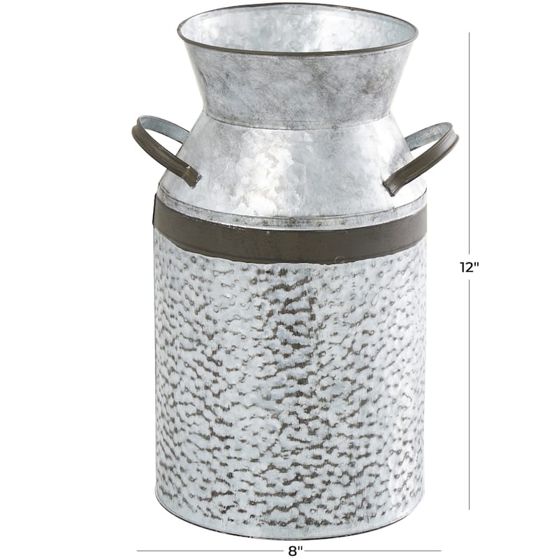 Gray Metal Milk Can Vase