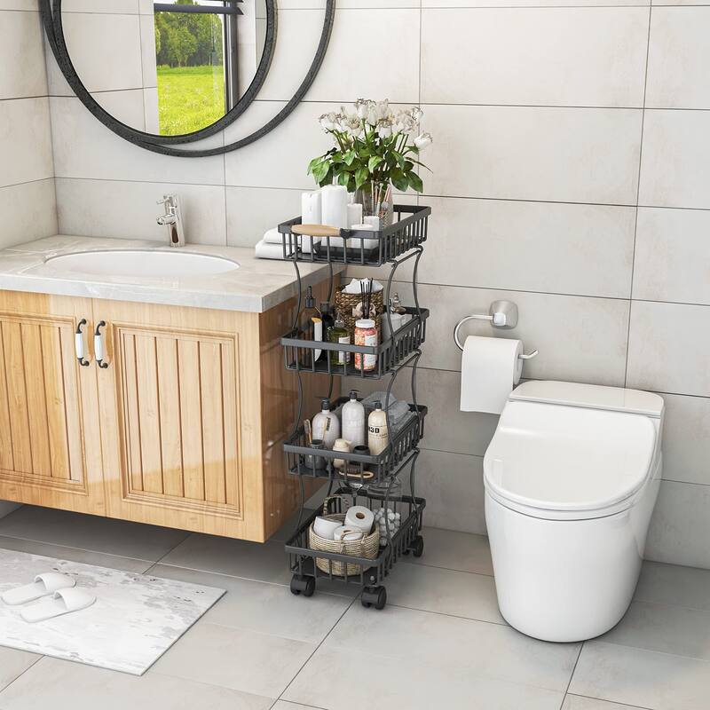 5 Tier Fruit Vegetable Basket for Kitchen, Fruit Vegetable Storage Cart, Vegetable Basket Bins, Wire Storage Basket