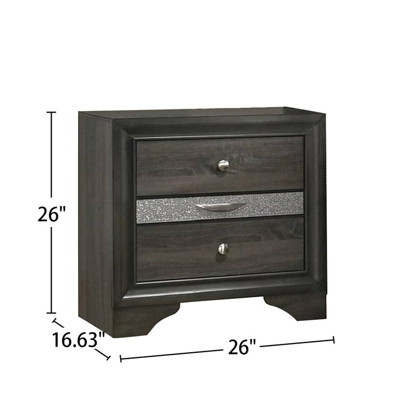 3 Drawers Wooden Nightstand with Nickel Round Knobs
