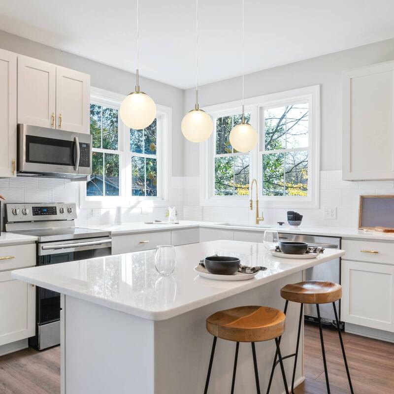 Modern 3-Light Gold LED Chandelier Linear Glass Island Lights for Dining Room - 23 “