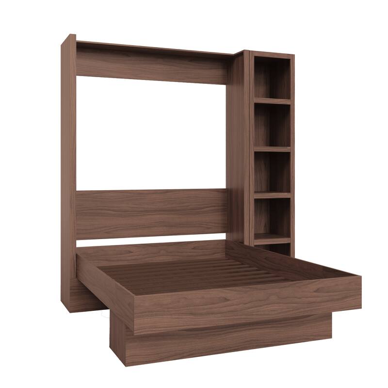 Easy-Lift Full Murphy Wall Bed in with Bookshelf