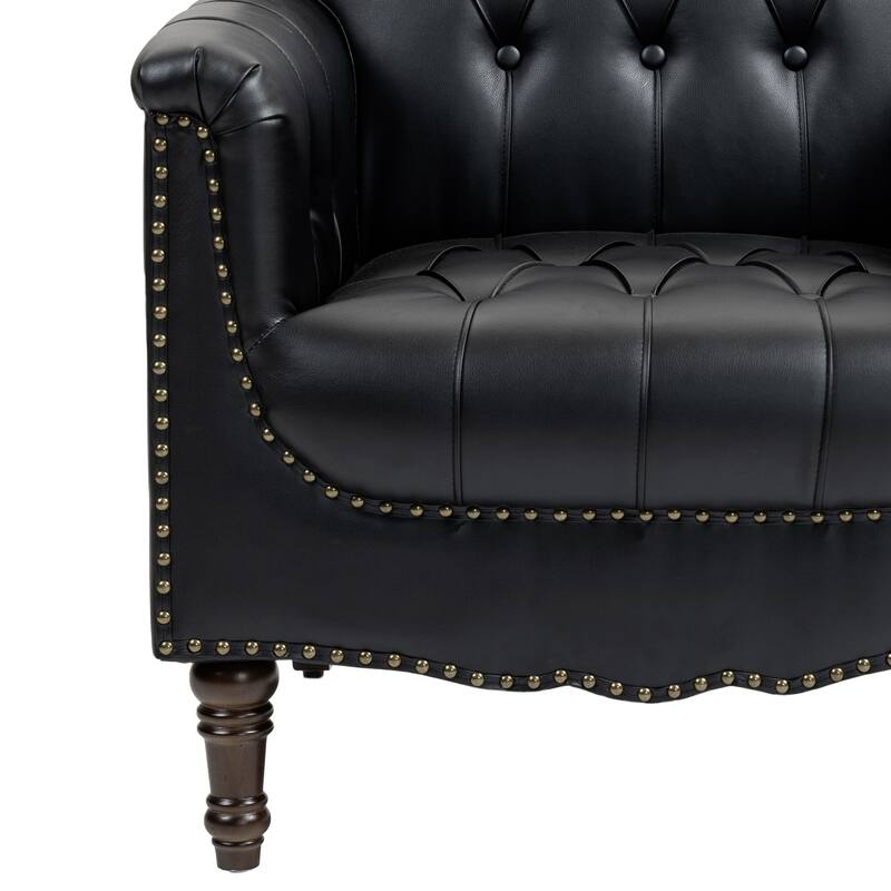 31" W Tufted Vegan Leather Accent Chairs for Living Room Set of 2
