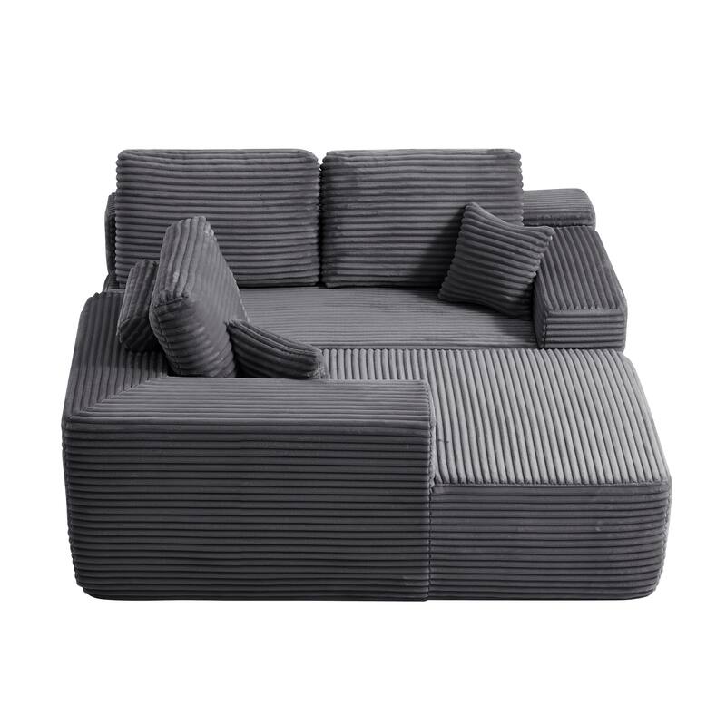 Homy Casa 105" Cloud Sectional Sofa with Chaise, Deep-Seat Modular Couch, No Assembly, Plush Corduroy