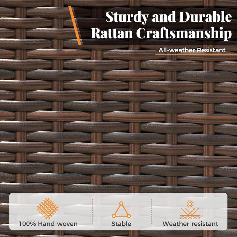 7/9 Patio Dining Set, Expendable Rectangular Outdoor Dining Table with Rattan Chairs
