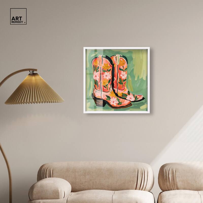 Wildflower Cowboy Boots Shadowbox by Art Remedy