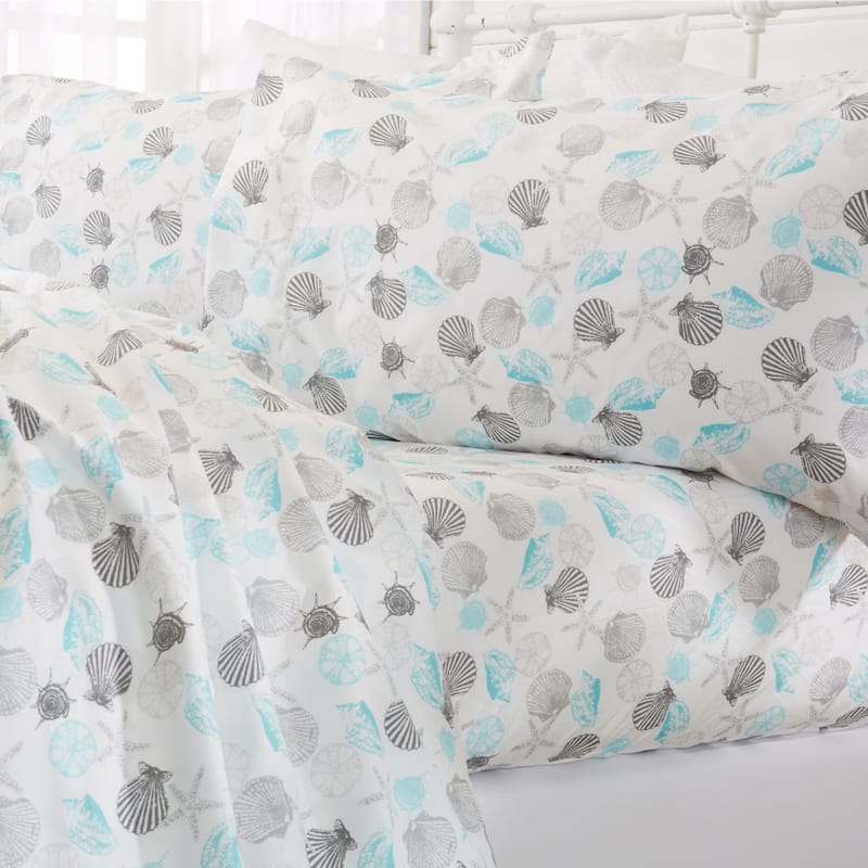 Linery & Co. Ultra-Soft Coastal-Inspired Brushed Microfiber Sheet Set - Full - Seashell