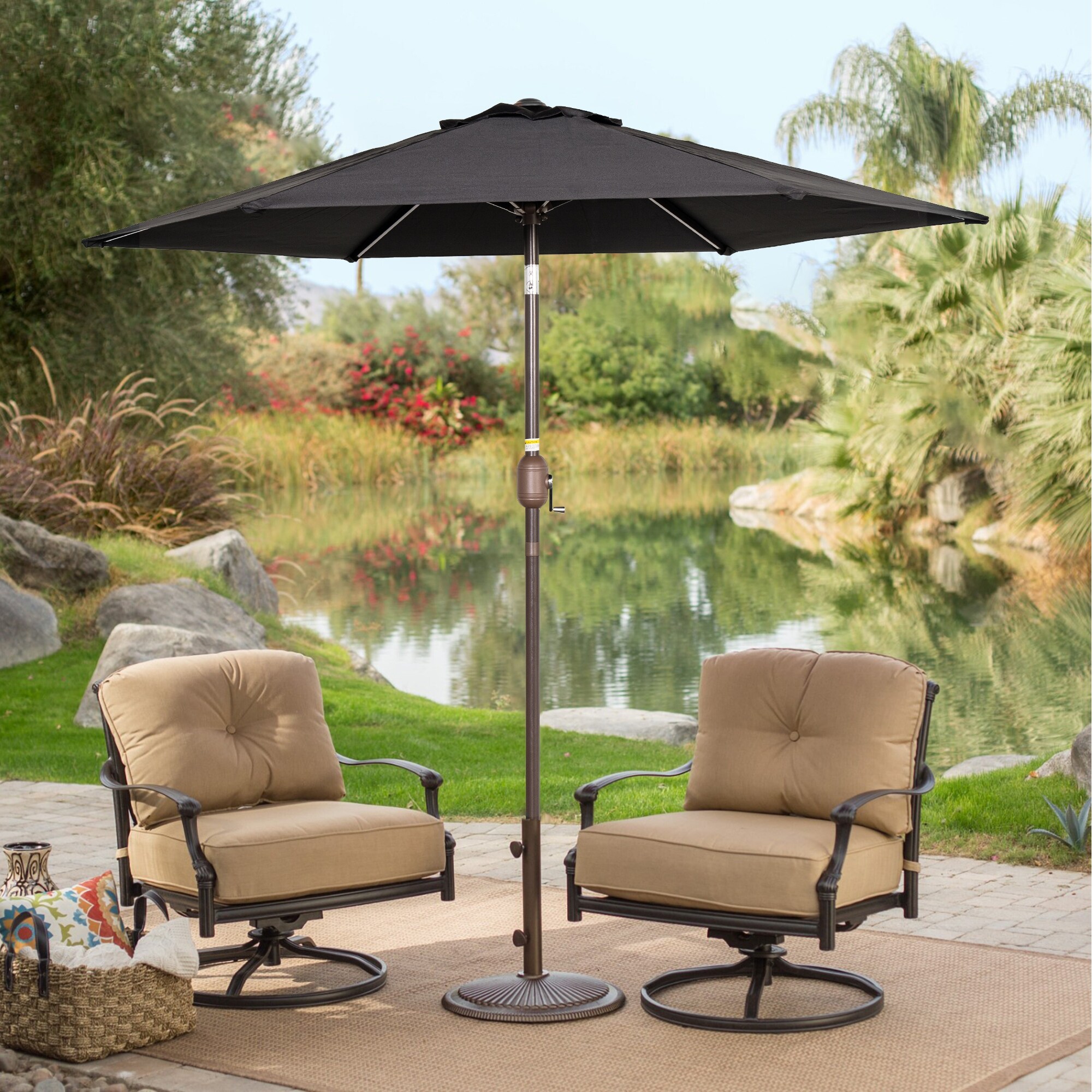 Patio Umbrella Crank Tilt Aluminum Pole Outdoor Shade Yard Garden Deck Furniture 