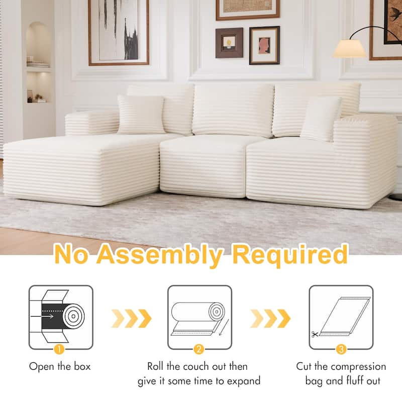 104" Modular Sectional Sofa with L-Shape Chaise Modern Upholstered Cloud Couches with Throw Pillows - 104 in.W x 23.6 in.H