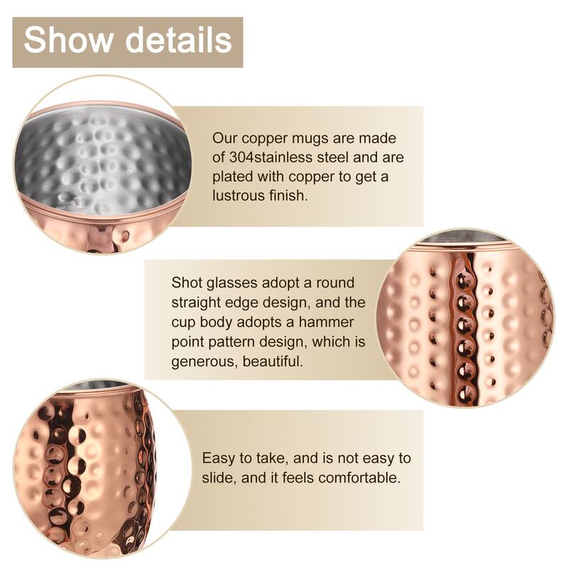 Copper Mugs 500ml/18 OZ Hammered Cocktail Mugs, 1Pcs Rose Gold - Rose Gold