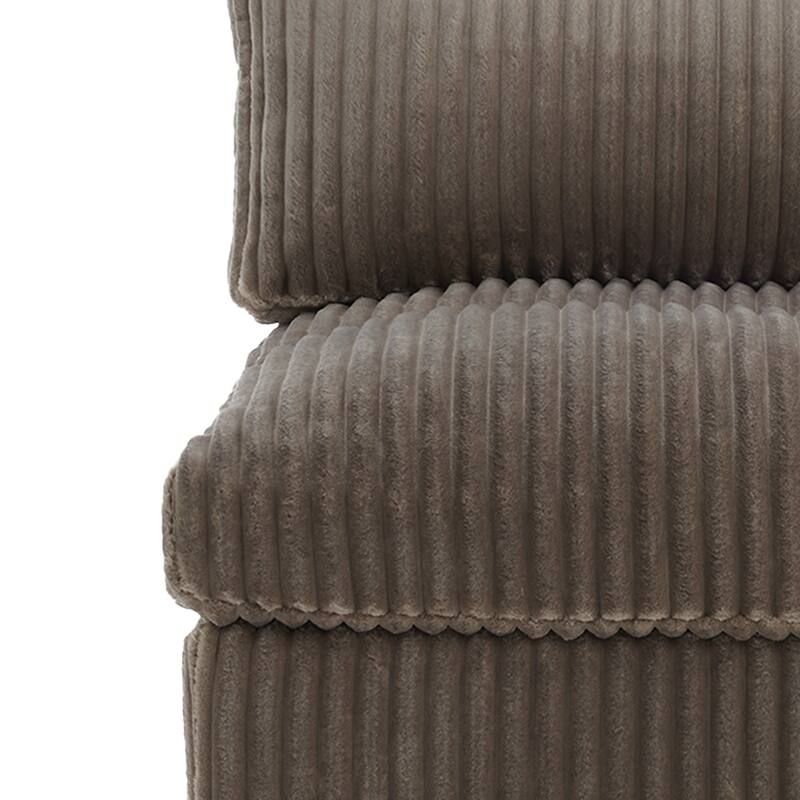 33" W Plush Corduroy Armless Chair Sectional Module with Pillows