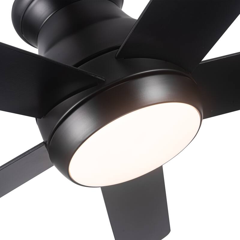 YUHAO AeroLite 48 in. Indoor White Low Profile Standard Ceiling Fan with Bright White Integrated LED Light Kit, Remote Included