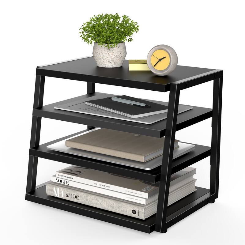 Fenge Desk Organizer, 4 Tier File Organizer for Desk - 14.6x10.5x12.1 inches - Black