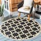 SAFAVIEH Courtyard Dorthey Indoor/ Outdoor Patio Backyard Rug - 5'3" x 5'3" Round - Black/Beige