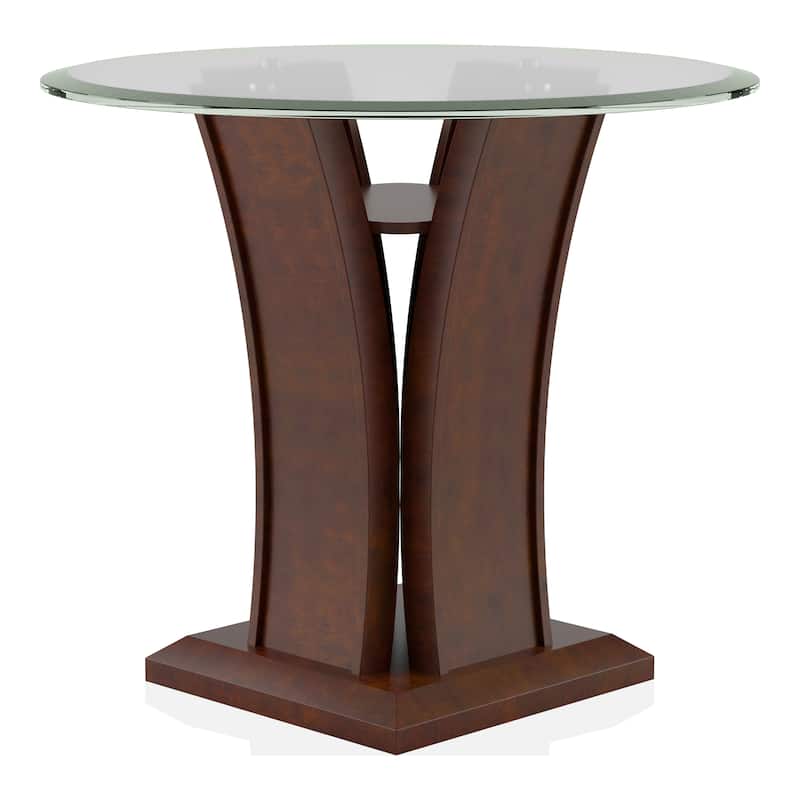 Pecs Contemporary Cherry 48-inch Glass Top 3-Piece Accent Table Set by Furniture of America