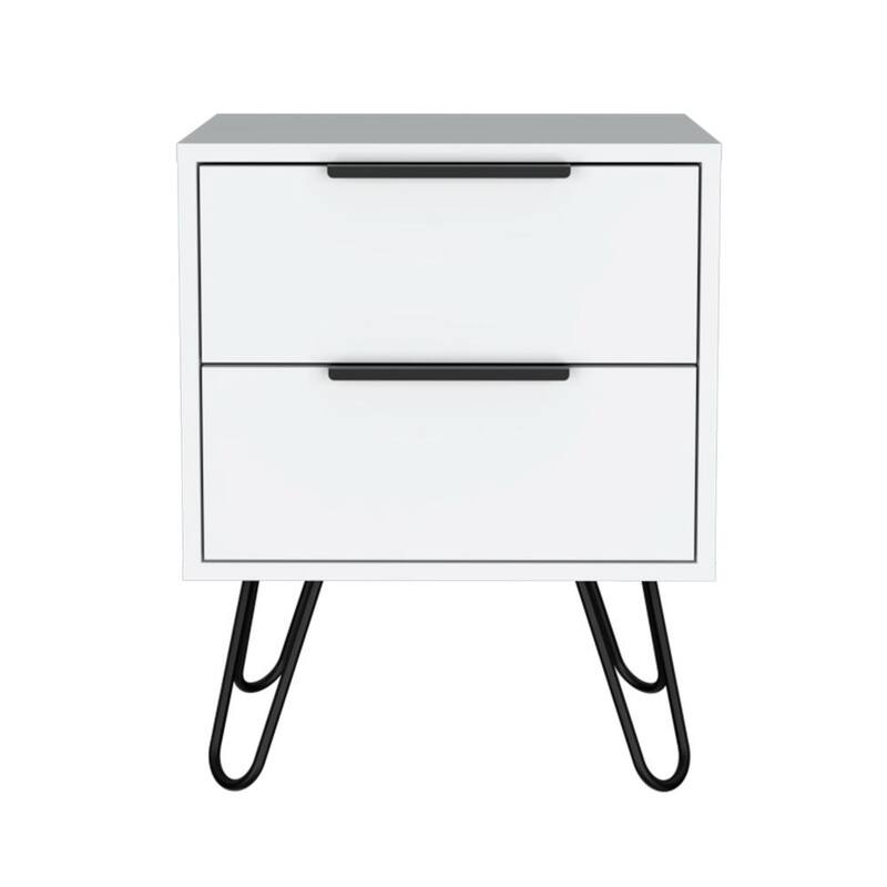 Nightstand 22" H, Four hairpin legs, Two Drawers,Modern Simple Style