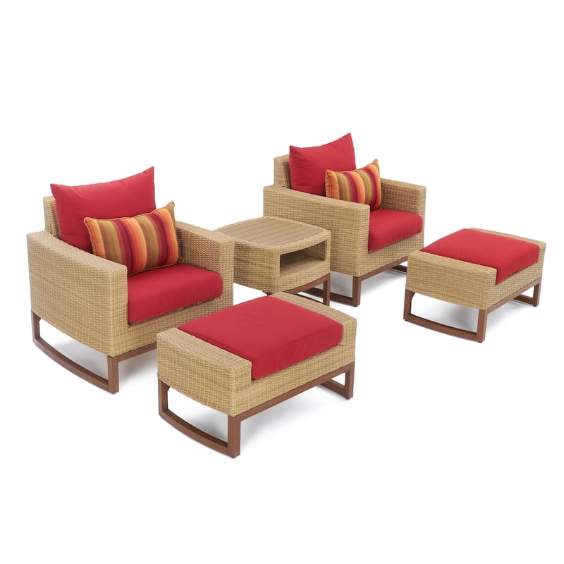 Mili 5 Piece Sunbrella Outdoor Patio Club Chair & Ottoman Set