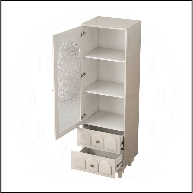 62.99" Tall Storage Display Cabinet with Tempered Glass Door