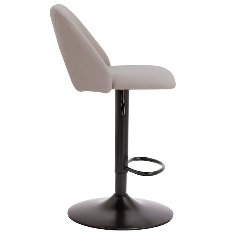 Modern Faux Leather and Metal Adjustable Height Stool, Set of 2