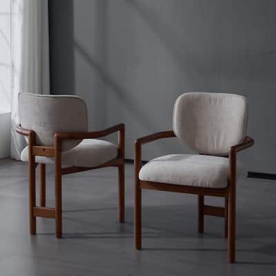 Roomfitters Upholstered Dining Arm Chair Set of 2, Rubber Wood Accent Seating, Comfortable Padded Seat