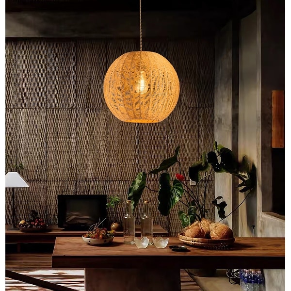 Woven globe pendant light top