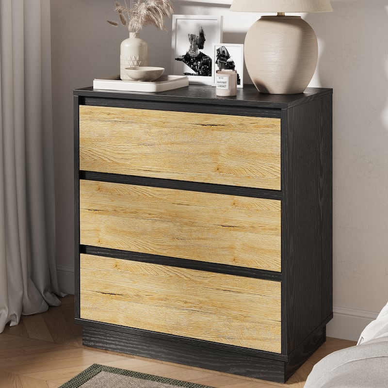Wide Nightstand with 3 Drawers